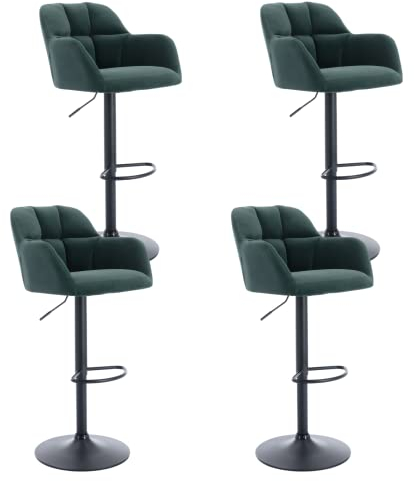 Wahson Barhocker 4er Set, Barstuhl aus Samt, Thekenhocker mit Fußstütze, Barhocker für Hausbar/Küche