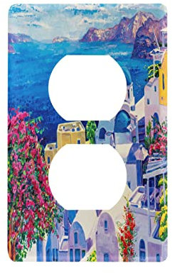 Placa decorativa de pared para interruptor de luz dúplex original de pintura al óleo para interruptor de casa, 4.5 x 2.7 pulgadas
