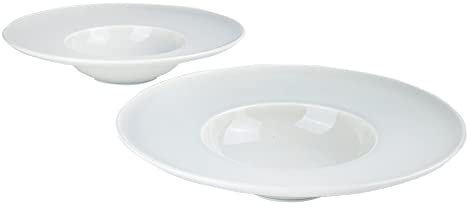 YALONG 11 Inches Pasta Bowls Set of 2, 10 Ounce Soup Plates with Wide Rim, Salad Bowls for Soup, Dessert,Spaghetti, Lucheon Plates for Kitchen and Eating, Microwave and Dishwasher Safe, Light Blue