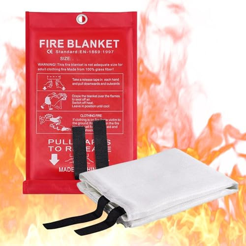 Maodom Couverture d'extinction d'incendie - Couvertures Anti-feu polyvalentes résistantes aux Hautes températures,Fournitures de sécurité de Camping pour Les Voyages, la Voiture, Le Camping, Le
