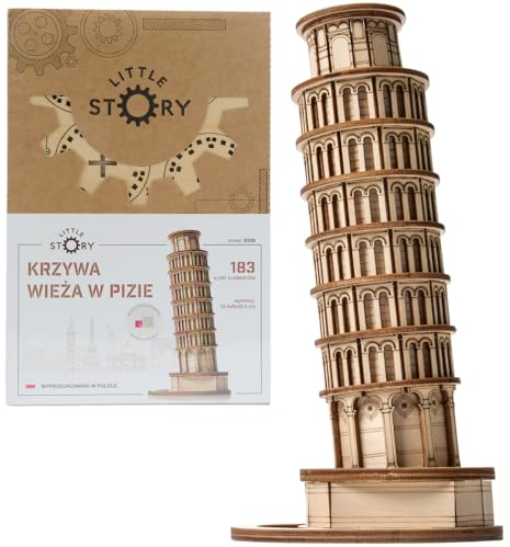 Little Story Holz Puzzle pädagogisch Modell 3D Set Do Self Für Kinder Erwachsene Geschenk… (Der Schiefe Turm von Pisa)