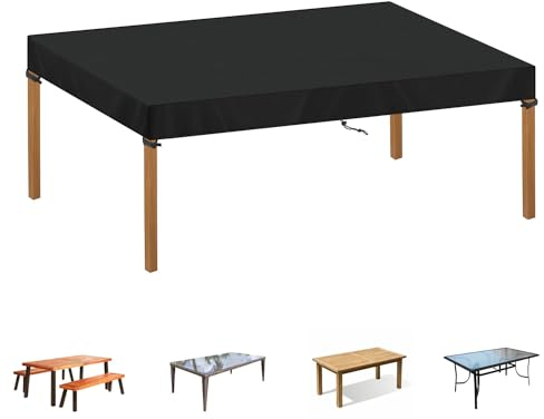SIMPHAUS Abdeckung Gartentisch 160x90x15cm Abdeckung Tischplatte Tisch Schutzhülle Gartentisch Gartenmöbel Hülle für Gartentisch Abdeckung Winterfest Wasserdicht 420D Oxford Gewebe