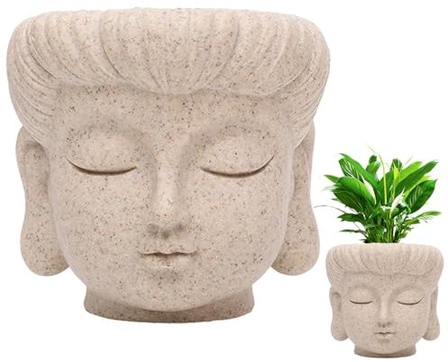 Zuasdvnk Pot de fleurs en forme de tête de Bouddha - Pot de fleurs succulentes - Pot de fleurs portable pour plantes succulentes et petites plantes en pot