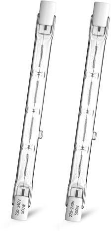 CucuGo 500W 118mm R7S Halogen Leuchtmittel, Dimmbar Halogenstab, 230V, 11000LM, 2800K Warmweiß, J-Typ für für die Beleuchtung von Haus, Arbeit, Stehleuchte etc (2er Pack)