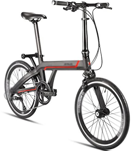 HJBFVXV Fahrräder Single-arm Folding Bike 20-inch Carbon Fiber Single-arm Folding Bike withfolding Bike(Color:Black red)