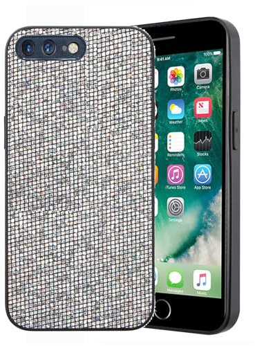 Compatible for iPhone 7 Plus/8 Plus Glitter Sparkle Case Women Girls Thin Shockproof Soft Silicone Protective Cover Cute Girly Case - Silver