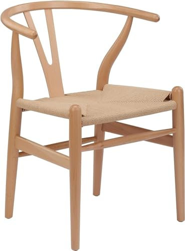 OZSSLJJ Esszimmerstuhl Wishbone Chair Replik Naturholz Esszimmerstuhl, Akzentstuhl, Beistellstuhl
