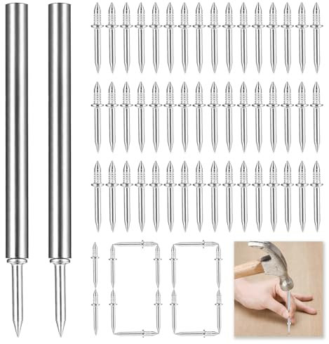 100 Pcs Double Head Skirting Thread Seamless Nail, Skirting Board Nails Rust Resistant Solid Wood Cow Horn Nails Reverse Fastening Non-Marking Installation for Home Decor Carpentry Building Projects