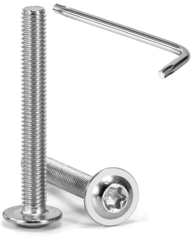 Tunejoy 20 Pezzi Viti a Testa Bombata Torx con Flangia M5 x 40 mm Vite a Testa Esagonale Bulloni in Acciaio Inox A2 V2A Viti a Brugola con Chiavi a T25 Filettatura Completa