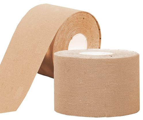 NELLHOMY 2 Rollen Kinesiology Tape, Kinesiotapes Kinesio Tapes Sport Tape 5cm x 5m, Elastisch & Wasserfest Physio Tape Knie Tape für Schulter, Rücken, Knie, Ellenbogen und Nacken, Hautfarbe