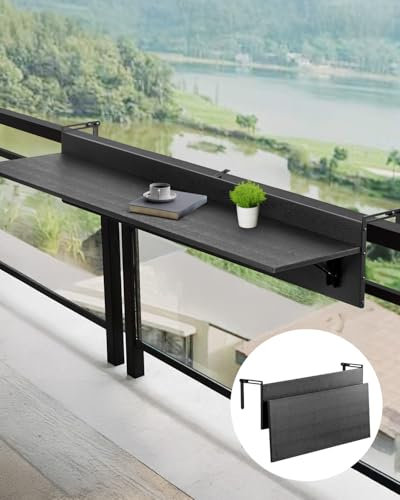 VEVOR Tavolo Sospeso Pieghevole in Metallo per Ringhiera del Balcone da 1220 x 300 mm, Tavolo da Bar all'Aperto per Ringhiere Staffa in Acciaio Inossidabile, per Patio e Terrazza 7,2 kg