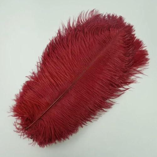 10 plumas de avestruz de colores para manualidades, grandes plumas blancas y negras, decoración de ropa para centros de mesa, decoración, vino tinto, 45-50 cm, 18-20 pulgadas