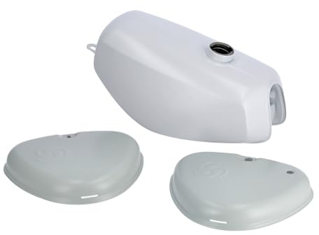 Set: serbatoio adescato, senza protezione contro la corrosione + coperchio laterale sinistro/destro con whirl logo - per Simson S50, S51, S70