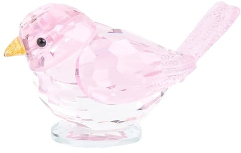 craspire Figurine D'Oiseau en Cristal Rose à Collectionner Décoration de Bureau de Table de Maison en Verre Fait à la Main Figurines d'animaux Presse Papier Oiseaux en Verre Cristal Plumage Figurines