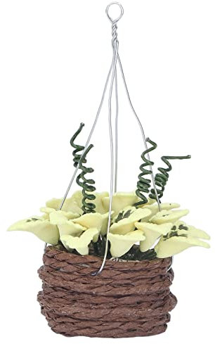 SUPYINI 1:12 Mini Dollhouse Hanging Basket, Exquisitely Decorated Resin Miniature Hanging Basket, Living Ambience Accessories
