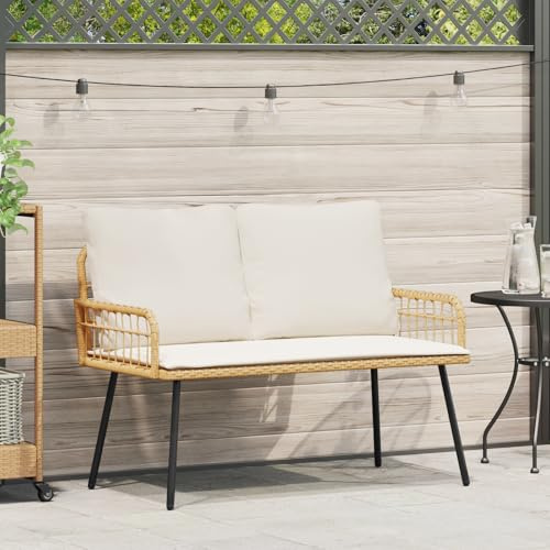 Qnhdfrt Poly Rattan Zweisitzer Sofa Gartenbank Braun 114x64x78 cm Modernes Design für Balkon Terrasse Garten Outdoor Bereich