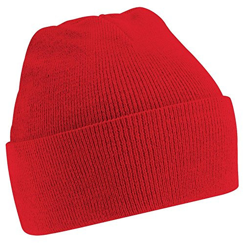 New Beechfield Childrens Kids Winter Knitted Beanie Hat Classic Red One Size