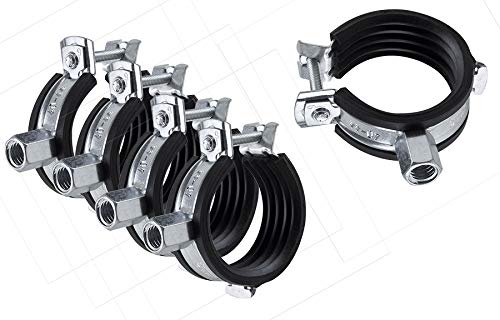 5x isolierte Rohrschellen Rohrhalterungen Heizung 52-56mm mit M8/M10 Gewinde