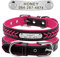 Beirui Personalized Soft Padded Dog Collar with Buckle Comfortable and Stylish Leather Dog Collar for Small Medium Large Dogs with Name Plate(M, Rose 30-39cm)