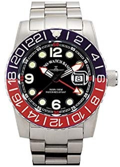 Zeno-Watch - Armbanduhr - Herren - Airplane Diver Quartz GMT Points (Dual Time). Black/Blue/red - 6349Q-GMT-a1-47M