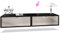 Vladon 2er-Set TV Board Lana 80, Made in Germany, Lowboards je 80 x 29 x 37 cm mit viel Stauraum, Korpus in Schwarz matt, Fronten in Sandgrau Hochglanz | Große Farbauswahl