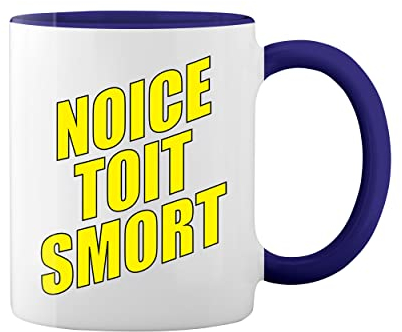 Noice Toit Smort Brooklyn 99 Nice tight smart Blanc tasse de café avec le bleu et poignée Rim Mug