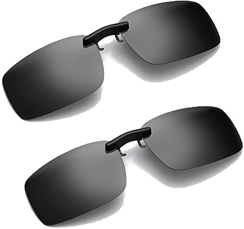 yufana 2 Stück Gläser Sonnenbrille Clip,Myopie Sonnenbrille Polarisierte Clip Fahrer Brille Clip Polarisierte Polarisierte Sonnenbrille Clip Freien und Sport Brillen Clip,für Im Freien (Grau)