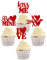 24 Stück Valentine's Day Cupcake Toppers Rot Glitter Kiss Me Be Mine XOXO Liebe Muffin Dekoration Valentinstag Thema Hochzeit Brautdusche Geburtstag Party Kuchen Dekorationen Zubehör