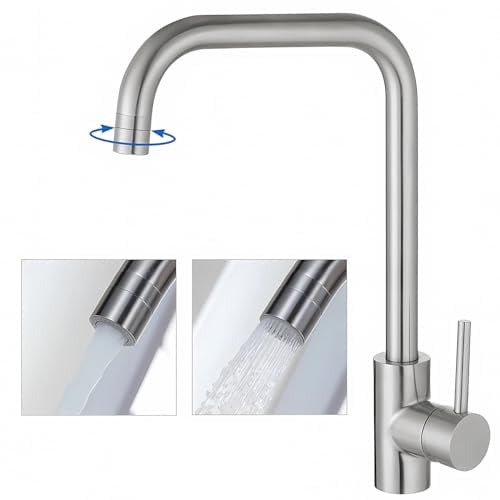HOMELODY Wasserhahn Küche mit 2 Strahlarten Küchenarmatur 360° Drehbar Spültischarmatur 304 Edelstahl Matt Universal