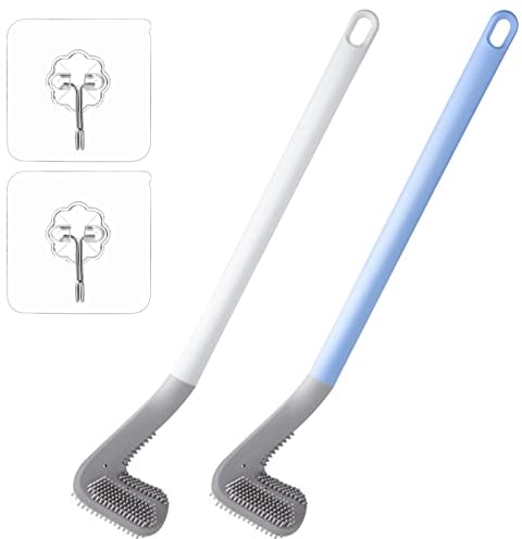 Heyu-Lotus 2 Stück Golfbürstenkopf Toilettenbürste, Golf Silikon Toilettenbürste, Langstielige Toilettenbürste, Klobürste Silikon für Ecken und Spalten, Bathroom Toilet Cleaning Brush