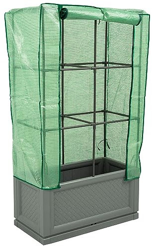 Woodside Outdoor Garden Plant Bed Trough for Herbs/Vegetables/Flowers with PE Cover, Tomato Greenhouse/Growhouse