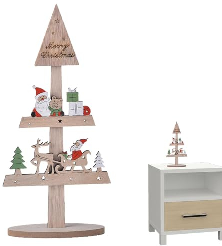 Anloximt Weihnachtsbäume aus Holz - Handgefertigte Tisch-Weihnachtsbäume aus Holz,Heimdekoration mit Sockel, Weihnachtsschmuck für Bastelprojekte und Feiertagstische