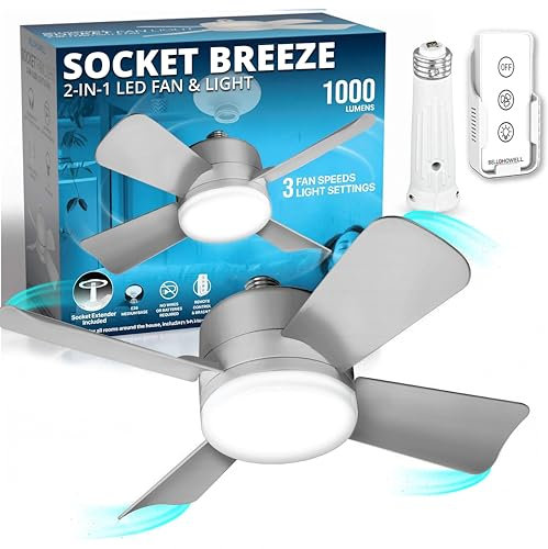 Ventilatore da soffitto originale con illuminazione e telecomando, ventilatore da soffitto con lampada di ricambio per spot/ventilatore da soffitto per camera da letto, cucina, soggiorno, 1000