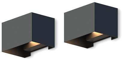 CALEX Venice Wandleuchte, für Außen & Innen, warmweißes Up & Down Licht, einstellbarer Lichtstrahl, wasserdicht, Schwarz, 2er Pack