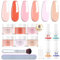 Dip Puder Nagelset Starter, Pastellrosa Glitzer, 6 Farben Frühling Sommer Dip Puder Set, Y2K Ostern Stil, Französischer Nail Art Basis Top Aktivator, flüssige Maniküre, DIY