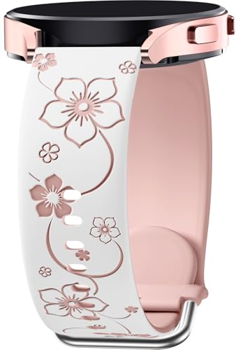 Mastten Floral Gravierte Armband Kompatibel Mit Samsung Galaxy Watch 7 6 5 4 40mm 44m, FE / 6 4 Classic / 5 Pro / 3 41mm / Active 2, 20mm Weich Silikon Sport Armband für Damen