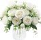 HNNFMY 4 Bunches Peony Artificial Flowers White Flowers,Silk Peonies Bouquets,Fake Peony Floral Bouquet Wedding, Faux Silk Flower for Outdoor Party Table Centerpieces Floral Arrangement DIY Decor