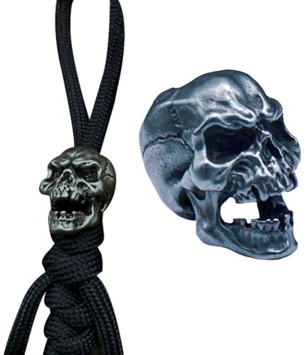 Zghhc 2 Stück Paracord-perlen, Totenkopf-abstandsperlen, Charms Für -Lanyard, Reißverschluss-anhänger, Schlüsselanhänger-anhänger, DIY-schmuckherstellung
