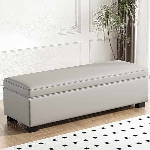 Quadratische Ottomane aus Kunstleder für Schlafzimmer und Wohnzimmer, 39,9 cm hohe Eckbank mit reichlich Stauraum
