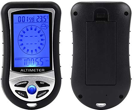 Pongnas Multifunktions Digital Höhenmesser Barometer mit 8 in 1 Elektronik Höhenmesser Kompass für Outdoor Camping, Digitaler Kompass/Barometer/Höhenmesser