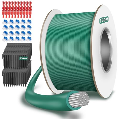 150 m cavo di limitazione robot tosaerba, 200 picchetti, 20 connettori per cavi robot tosaerba e 10 morsetti di collegamento, set di accessori universali per robot tosaerba