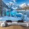 Natürliche Berglandschaft Wandtapete Fototapete, Klarer Grüner See Dekoration Wand-Dekor,300 X 210 Cm (B X H) Tapete Panorama Poster Für Mädchen, Jungs Schlafzimmer Wohnzimmer
