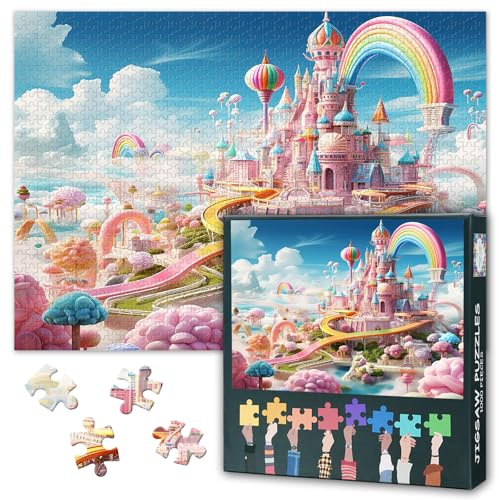 Puzzle 1000 Vergnügungspark Puzzles für Erwachsene Rosa Vergnügungspark Geburtstag-Puzzle für Erwachsene 1000 Teile Gelegenheitsspiele, Fertige Größe 50 x 70 cm
