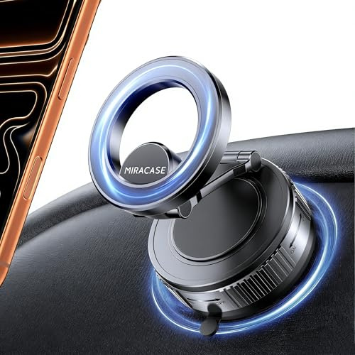 Miracase [Succion Ultra Puissante Support Telephone Voiture pour Magsafe | Aimant Ultra Puissant, 360°Rotation, Manipulation à une Main, pour iPhone 17 16 15 14 13 12 Pro Max, Autres Smartphones