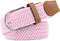 BOZEVON Ceinture tissée élastique - Ceinture en tissu extensible tressé multicolore pour hommes femmes Rose