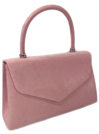 LeahWard Women's Clutch Bag Top Handle Wedding Suede Handbags 304 (Blush)