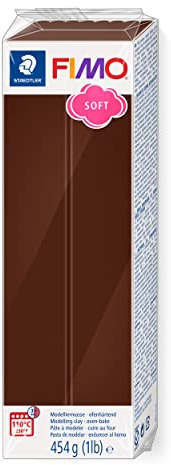 STAEDTLER ofenhärtende Modelliermasse FIMO soft, schokolade, Großblock 454g, weich und geschmeidig, speziell für Einsteiger und Hobbykünstler, 8021-75