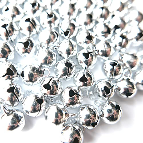 100 Stück Silber Glöckchen Schellen Glocken aus Kupfer mit Öse,Weihnachten Hochzeit Dekoration Anhänger Bells für DIY Basteln Schmuckherstellung Haustier Wind Glockenspiel Weihnachtendeko,16mm