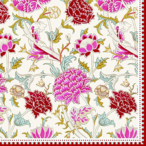 William Morris - Servilletas de papel (33 x 33 cm), color rosa