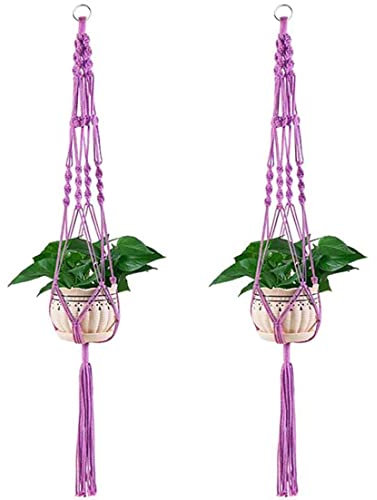 2 cestas colgantes de macramé de algodón colorido para macetas, para interiores y exteriores, decoración bohemia de 40 pulgadas